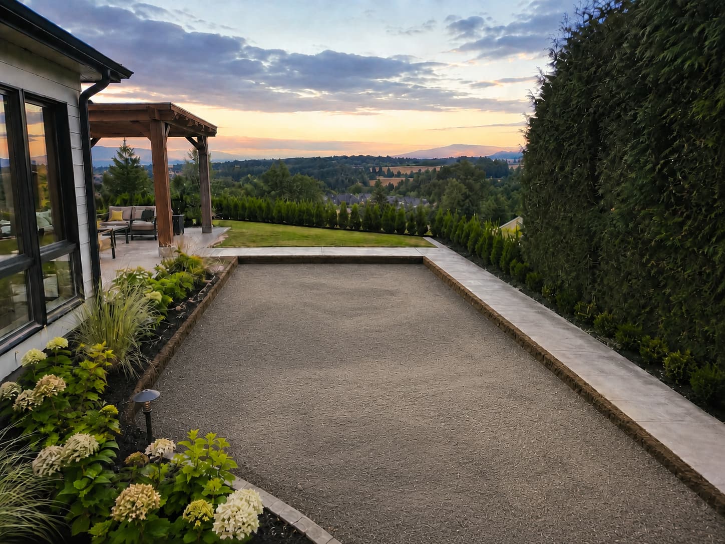 Compacted road base ready for the putting green surface